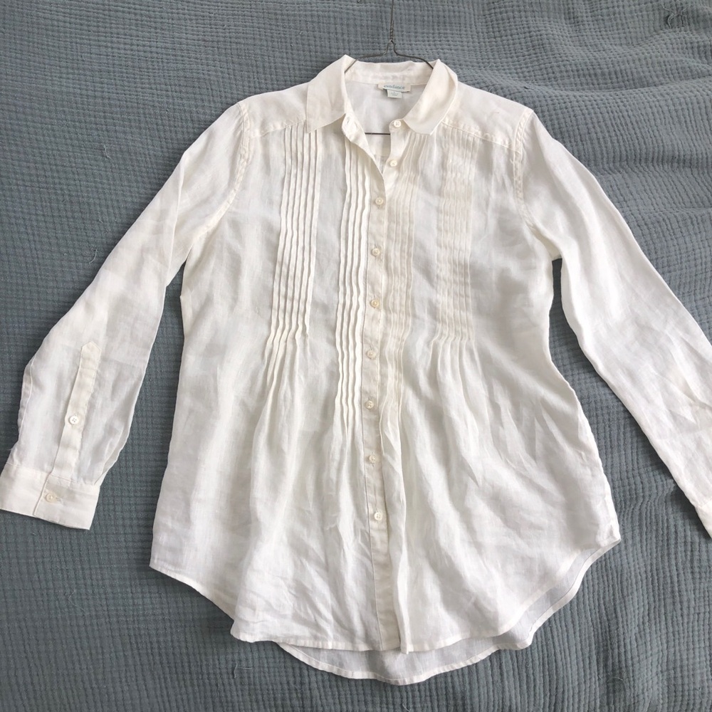 100% Linen pleated top Katina Tunic by Sundance Size S